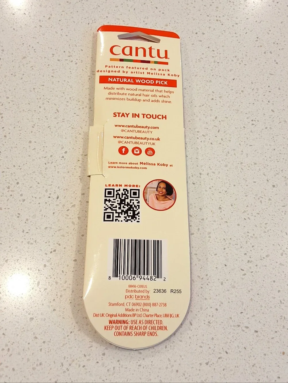 Cantu Natural Wood Hair Pick, Part Lift & Comb Hair, NEW